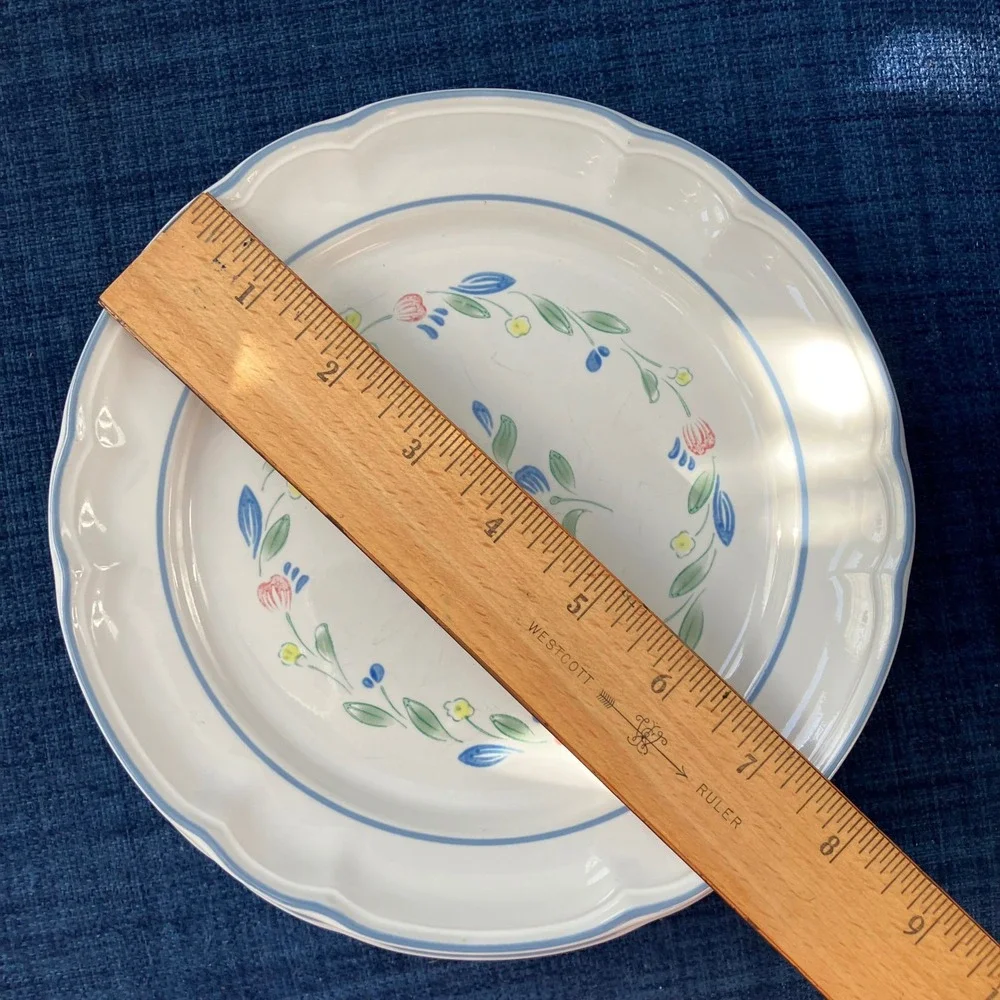 Floral Expressions Stoneware Salad Plates Set of 2 Blue Floral Japan 7.5 Inch
